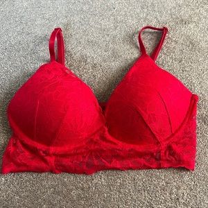 PINK push-up red lace bralette